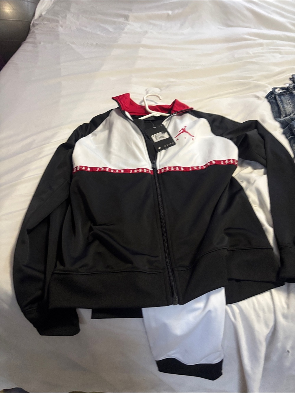 Nike Kids Black, White & Red Varsity Jacket